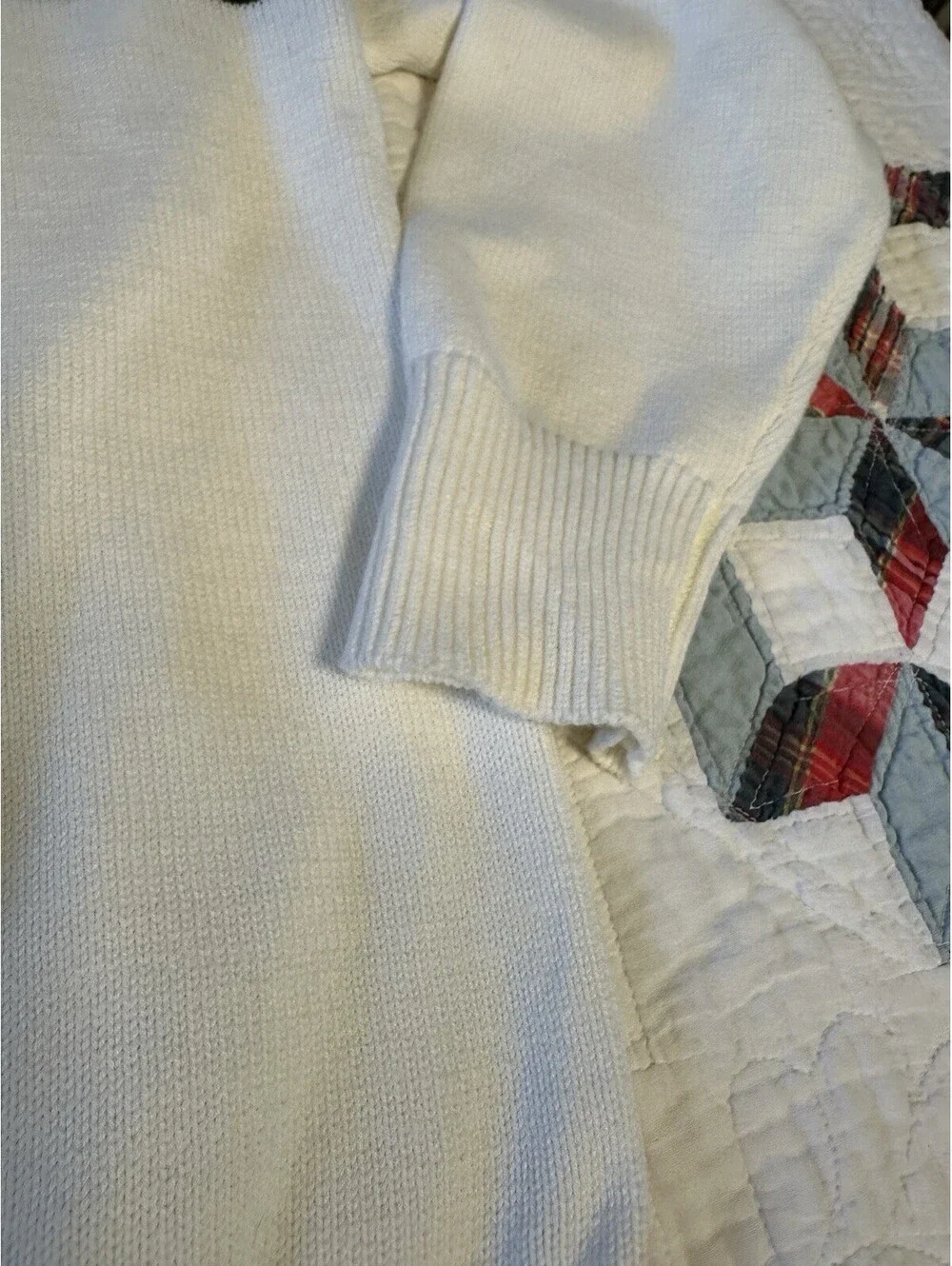 NWOTS Moonrise Nantucket White Knit Sweater Oversized Coastal Preppy Varsity Med